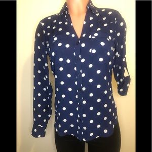 Express Portofino Slim Fit Polka Dot Shirt XS